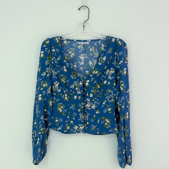 Reformation Nell Corset Top, XS, Blue Floral - Picture 2 of 13